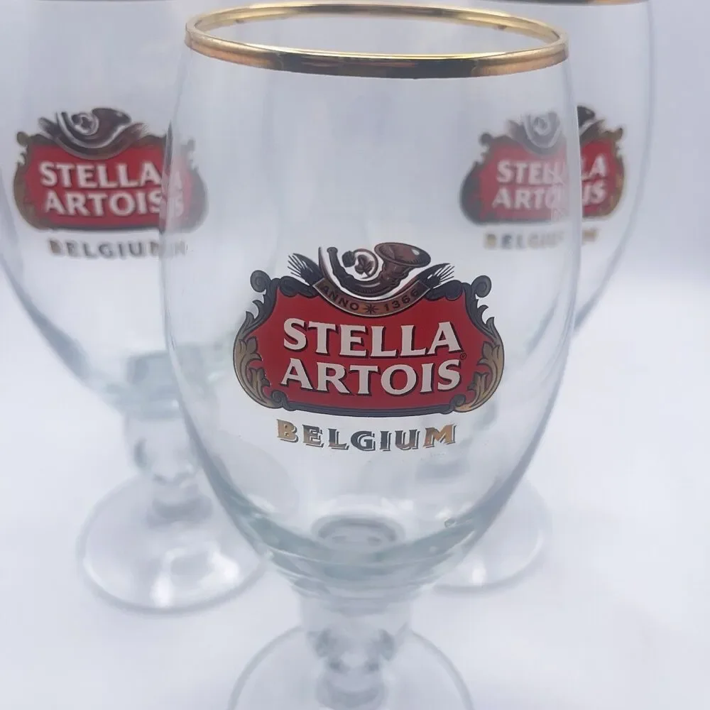 Stella Artois Gold Rimmed Beer Taster Glasses 15 CL M - Set Of 3